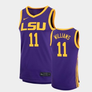 Men's Justice Williams Purple LSU Tigers #11 Replica Basketball Jersey 558071-796