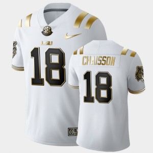 Men K'Lavon Chaisson White LSU Tigers #18 Golden Edition Limited Jersey 377466-303