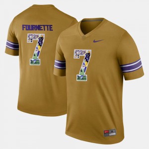 Mens Leonard Fournette Gold LSU Tigers #7 Player Pictorial Jersey 482353-796