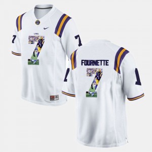 Men Leonard Fournette White LSU Tigers #7 Player Pictorial Jersey 872989-963
