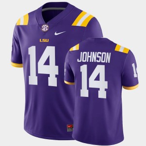 Mens Max Johnson Purple LSU Tigers #14 College Football Game Jersey 807887-476