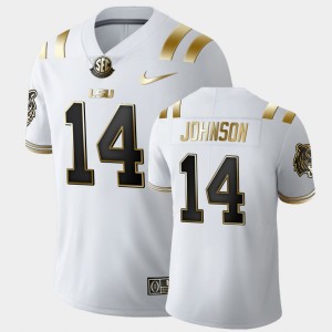 Mens Max Johnson White LSU Tigers #14 Golden Edition Limited Football Jersey 862757-242