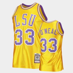Men Shaquille O'Neal Gold LSU Tigers #33 Authentic 1990-91 Throwback Jersey 792654-253