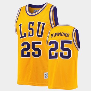 Mens Ben Simmons Gold LSU Tigers #25 Commemorative Basketball Commemorative Classic Jersey 735243-857