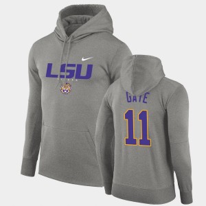 Men Ali Gaye Gray LSU Tigers #11 Facility Performance Pullover Hoodie 497055-916