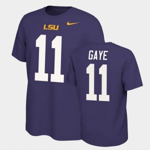 Mens Ali Gaye Purple LSU Tigers #11 Name and Number Name & Number Retro T-Shirt 906077-577