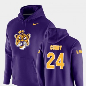 Men Chris Curry Purple LSU Tigers #24 Vault Logo Club Pullover Hoodie 169084-626