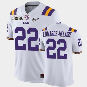 Men Clyde Edwards-Helaire White LSU Tigers #22 Game 2020 Football Jersey 777507-137