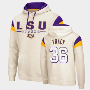 Men's Cole Tracy Cream LSU Tigers #36 Fortress Pullover Hoodie 783546-630