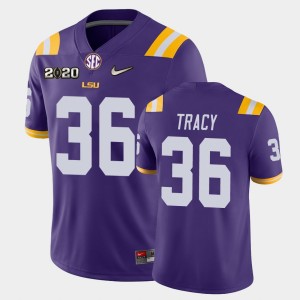 Men's Cole Tracy Purple LSU Tigers #36 Game 2020 Football Jersey 947077-240