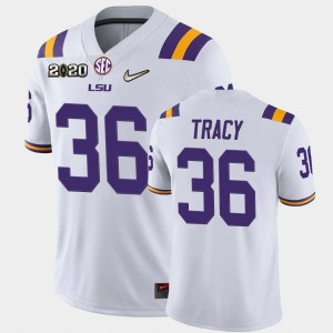 Mens Cole Tracy White LSU Tigers #36 Game 2020 Football Jersey 488578-332