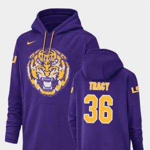 Mens Cole Tracy Purple LSU Tigers #36 Champ Drive Football Performance Hoodie 446143-839