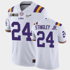 Men Derek Stingley Jr. White LSU Tigers #24 Game 2020 Football Jersey 358988-450