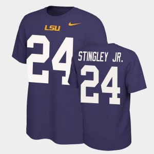 Men Derek Stingley Jr. Purple LSU Tigers #24 Name and Number Name & Number Retro T-Shirt 850672-395