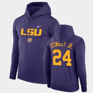 Men Derek Stingley Jr. Purple LSU Tigers #24 Facility Performance Pullover Hoodie 390763-421