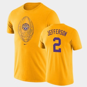 Men Justin Jefferson Gold LSU Tigers #2 Football Icon Legend T-Shirt 908589-857