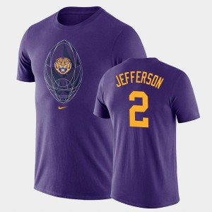 Men Justin Jefferson Purple LSU Tigers #2 Football Icon Legend T-Shirt 633655-763