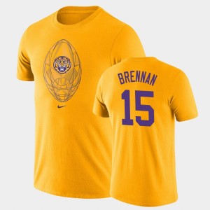 Men Myles Brennan Gold LSU Tigers #15 Football Icon Legend T-Shirt 507216-753