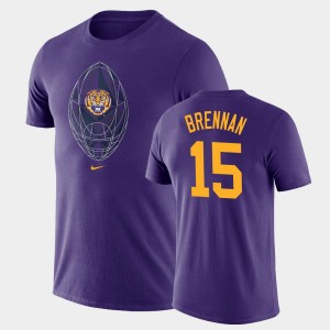 Mens Myles Brennan Purple LSU Tigers #15 Football Icon Legend T-Shirt 809325-863