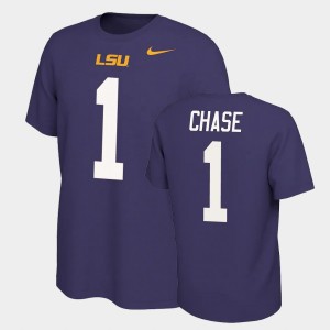 Men's Ja'Marr Chase Purple LSU Tigers #1 Name and Number Name & Number Retro T-Shirt 818914-158
