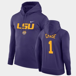 Men's Ja'Marr Chase Purple LSU Tigers #1 Facility Performance Pullover Hoodie 684642-169