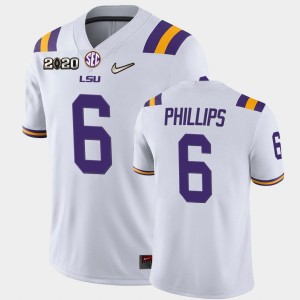 Mens Jacob Phillips White LSU Tigers #6 Game 2020 Football Jersey 433301-550