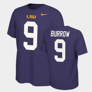 Men's Joe Burrow Purple LSU Tigers #9 Name and Number Name & Number Retro T-Shirt 525807-463