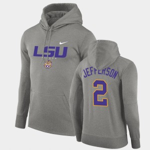 Men's Justin Jefferson Gray LSU Tigers #2 Facility Performance Pullover Hoodie 673369-724