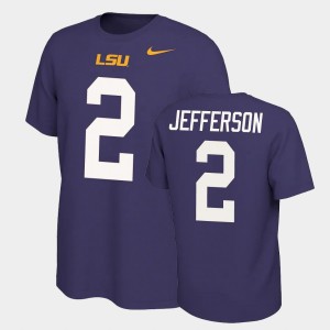Men's Justin Jefferson Purple LSU Tigers #2 Name and Number Name & Number Retro T-Shirt 755685-550