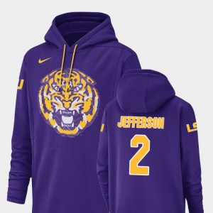 Men's Justin Jefferson Purple LSU Tigers #2 Champ Drive Football Performance Hoodie 103664-299