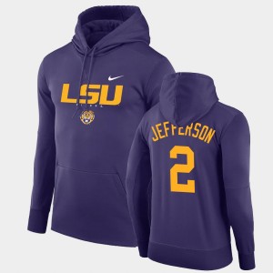 Men's Justin Jefferson Purple LSU Tigers #2 Facility Performance Pullover Hoodie 517135-441