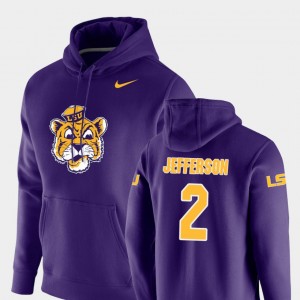 Men's Justin Jefferson Purple LSU Tigers #2 Vault Logo Club Pullover Hoodie 401419-501