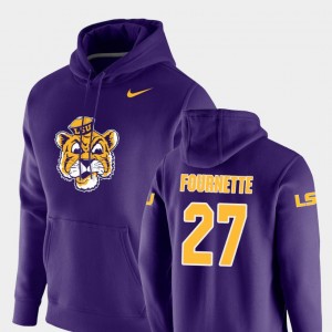 Men Lanard Fournette Purple LSU Tigers #27 Vault Logo Club Pullover Hoodie 200912-546