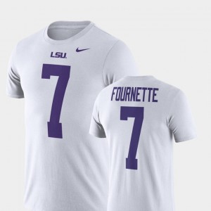 Men's Leonard Fournette White LSU Tigers #7 Name and Number Football Performance T-Shirt 809378-662