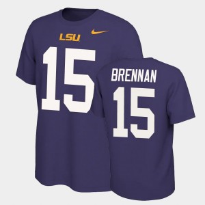 Men's Myles Brennan Purple LSU Tigers #15 Name and Number Name & Number Retro T-Shirt 763587-208