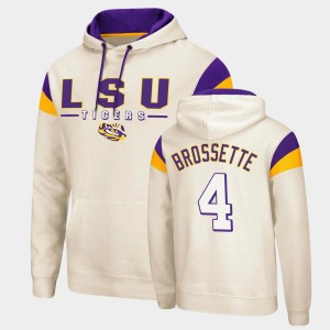 Men's Nick Brossette Cream LSU Tigers #4 Fortress Pullover Hoodie 261159-404