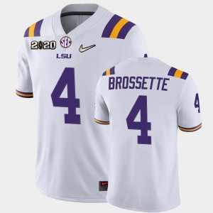Men's Nick Brossette White LSU Tigers #4 Game 2020 Football Jersey 979530-618