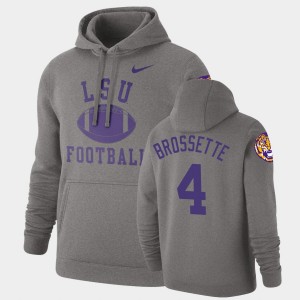 Men Nick Brossette Heathered Gray LSU Tigers #4 Retro Football Pullover Hoodie 479561-871