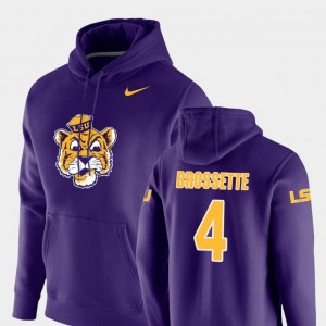 Men Nick Brossette Purple LSU Tigers #4 Vault Logo Club Pullover Hoodie 243149-464