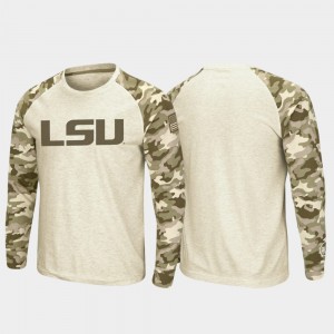 Men's Oatmeal LSU Tigers OHT Military Appreciation Raglan Long Sleeve Desert Camo T-Shirt 419854-168