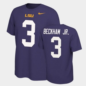 Men's Odell Beckham Jr. Purple LSU Tigers #3 Name and Number Name & Number Retro T-Shirt 197463-848