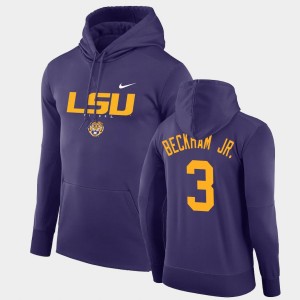 Men Odell Beckham Jr. Purple LSU Tigers #3 Facility Performance Pullover Hoodie 735332-255