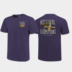 Mens Purple LSU Tigers 2019 National Champions Mascot Drawing Comfort Color T-Shirt 174608-588