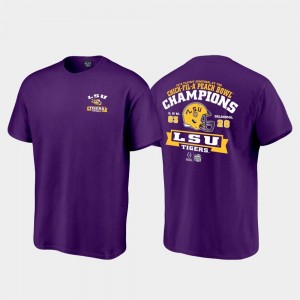 Mens Purple LSU Tigers 2019 Peach Bowl Champions Score College Football Playoff T-Shirt 585176-766