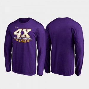 Mens Purple LSU Tigers 4-Time Football National Champions Reverse Long Sleeve T-Shirt 223844-515