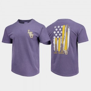 Mens Purple LSU Tigers Baseball Flag Comfort Colors T-Shirt 473921-673