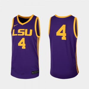 Mens Purple LSU Tigers #4 Replica College Basketball Jersey 954056-326