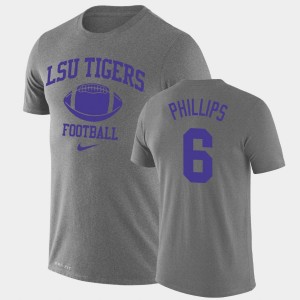 Men's Jacob Phillips Heathered Gray LSU Tigers #6 Retro Football Legend Performance T-Shirt 881139-582
