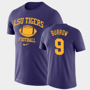 Mens Joe Burrow Purple LSU Tigers #9 Retro Football Legend Performance T-Shirt 314041-766