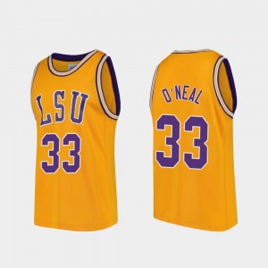 Mens Shaquille O'Neal Gold LSU Tigers #33 Replica College Basketball Jersey 776030-180